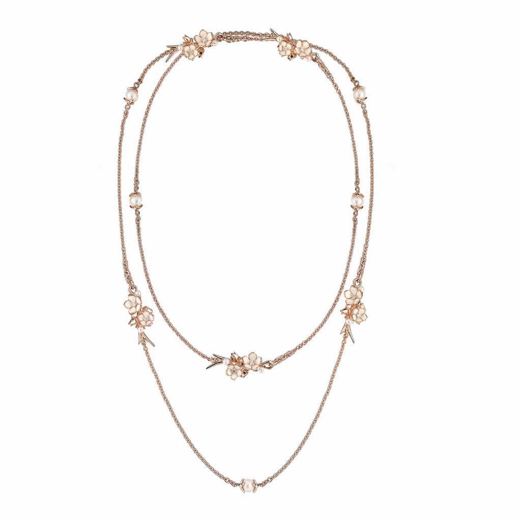 Shaun Leane Cherry Blossom 18ct Rose Gold Plated Sterling Silver Diamond Necklace D