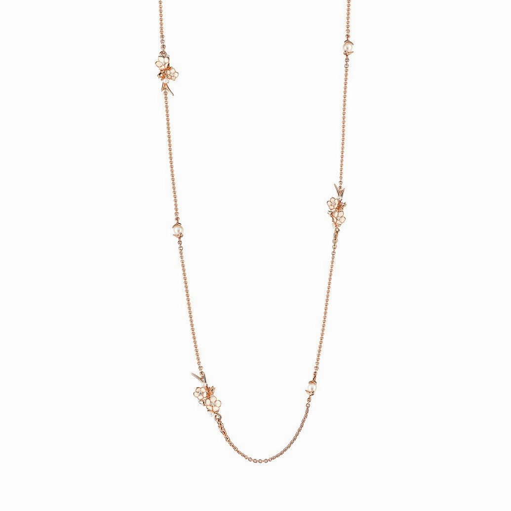 Shaun Leane Cherry Blossom 18ct Rose Gold Plated Sterling Silver Diamond Necklace D