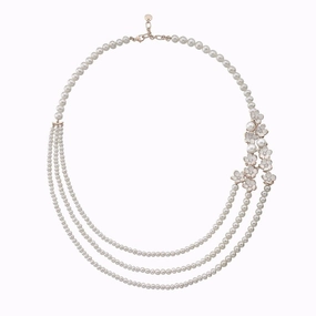 Shaun Leane Cherry Blossom Rose Gold Vermeil 0.50ct Diamond Pearl Three Strand Necklace