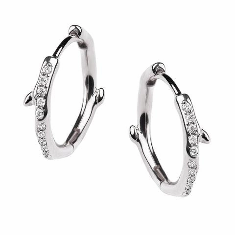 Shaun Leane Cherry Blossom Sterling Silver 0.12ct Diamond Hoop Earrings