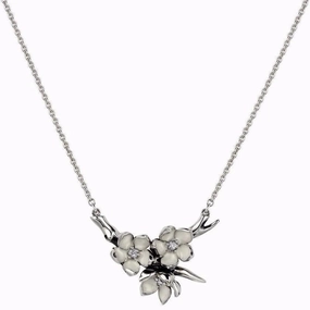 Shaun Leane Cherry Blossom Sterling Silver 0.15ct Diamond Flower Branch Necklace