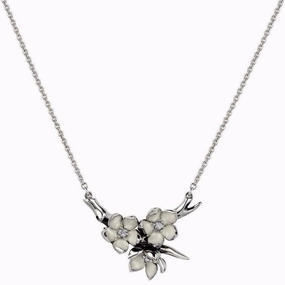 Shaun Leane Cherry Blossom Sterling Silver 0.15ct Diamond Flower Branch Necklace