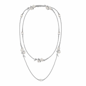 Shaun Leane Cherry Blossom Sterling Silver Pearl 0.80ct Diamond Sautoir Necklace