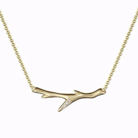 Shaun Leane Cherry Blossom Yellow Gold Vermeil 0.03ct Diamond Branch Necklace