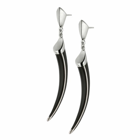 Shaun Leane Earrings Tusk Black Enamel Silver