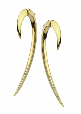 Shaun Leane Hook 18ct Yellow Gold Plated Sterling Silver 0.35ct Diamond Large Earrings