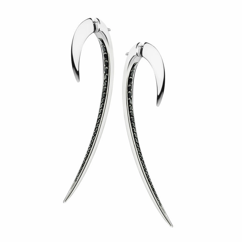 Shaun Leane Hook Sterling Silver Black Spinel Large Earrings
