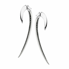 Shaun Leane Hook Sterling Silver Black Spinel Large Earrings