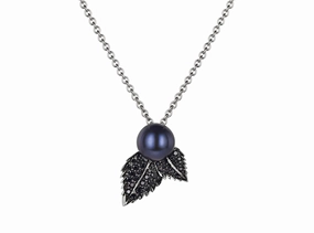 Shaun Leane Pendant Spinel Double Leaf with Single Pearl Silver