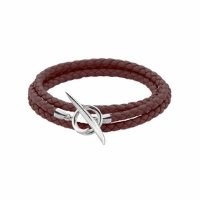 Shaun Leane Quill Sterling Silver Brown Leather Wrap Bracelet