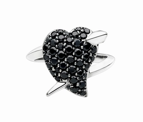 Shaun Leane Ring Hook My Heart Black Spinel Silver