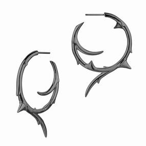 Shaun Leane Rose Thorn Sterling Silver Black Rhodium Large Hoop Earrings