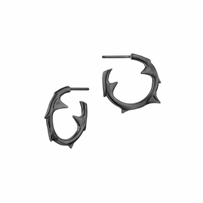 Shaun Leane Rose Thorn Sterling Silver Black Rhodium Small Hoop Earrings
