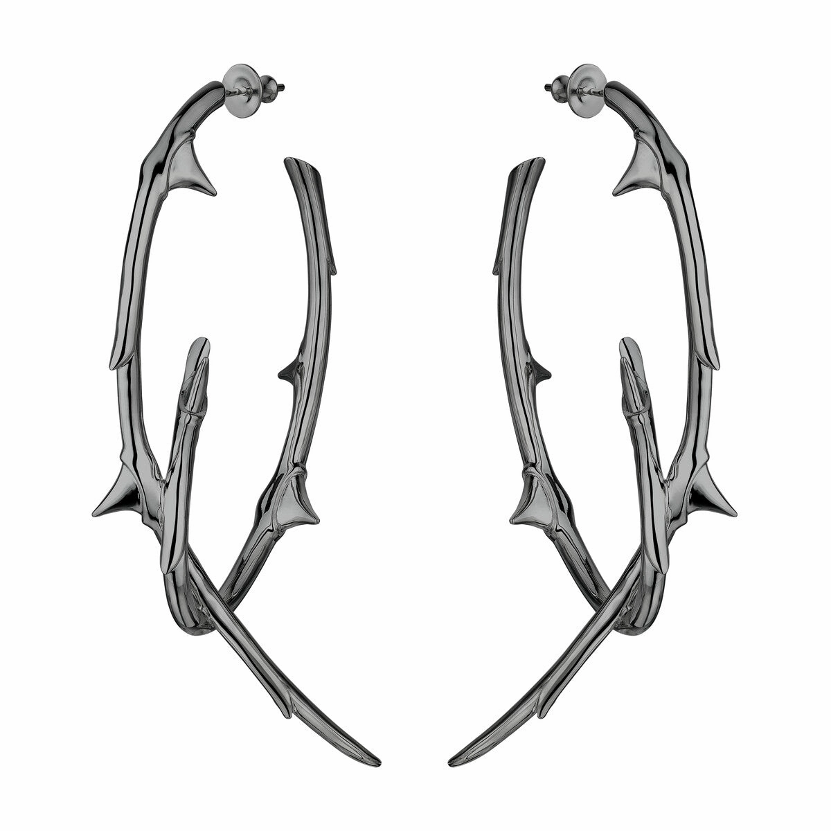 Shaun Leane Rose Thorn Sterling Silver Black Rhodium Statement Hoop Earrings