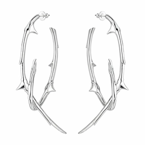 Shaun Leane Rose Thorn Sterling Silver Couture Statement Hoop Earrings