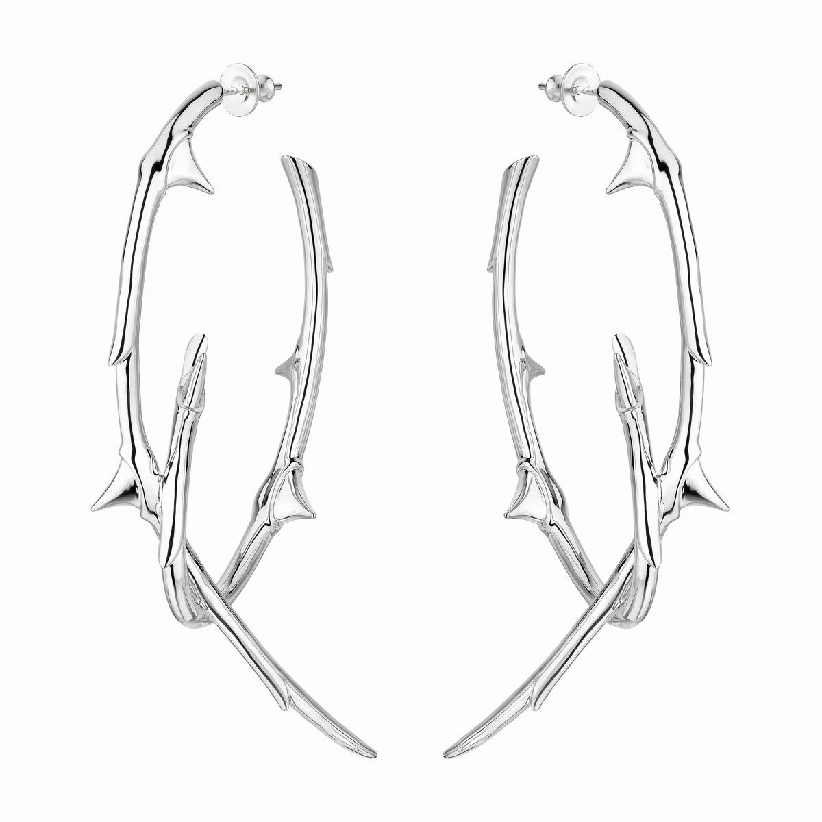 Shaun Leane Rose Thorn Sterling Silver Couture Statement Hoop Earrings