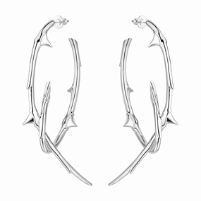 Shaun Leane Rose Thorn Sterling Silver Couture Statement Hoop Earrings