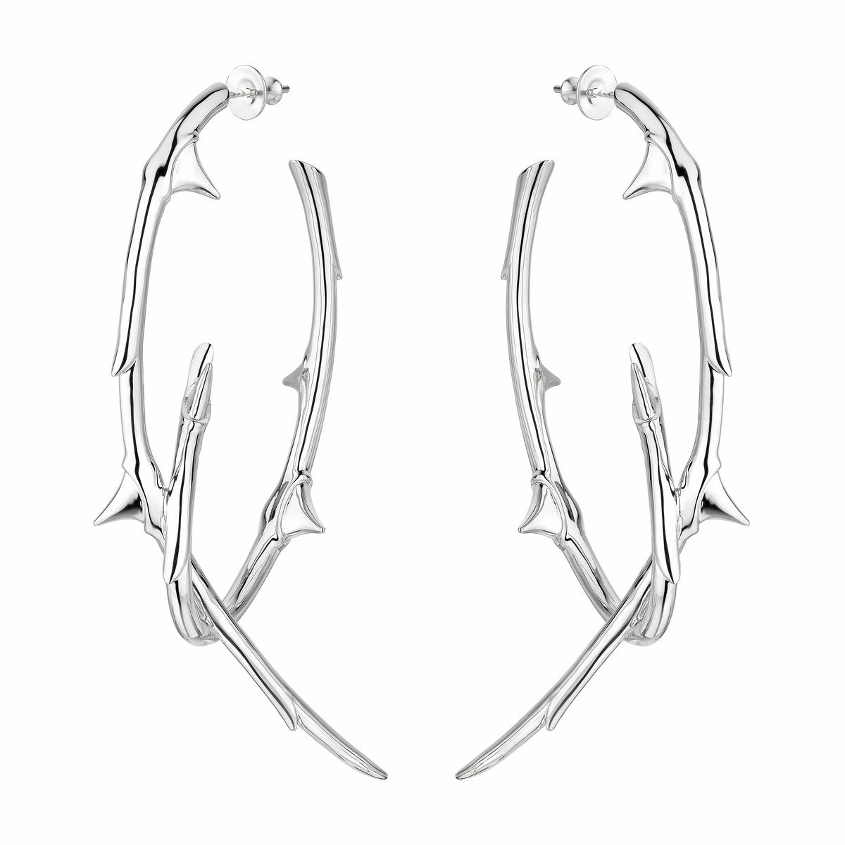 Shaun Leane Rose Thorn Sterling Silver Couture Statement Hoop Earrings