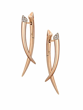 Shaun Leane Sabre 18ct Rose Gold Plated Sterling Silver Diamond Crossover Earrings D