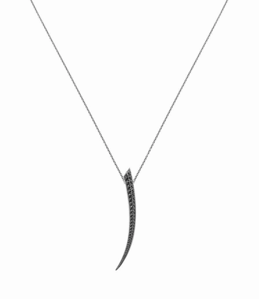 Shaun Leane Sabre 18ct White Gold Black Diamond Medium Necklace