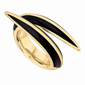 Shaun Leane Sabre Deco 18ct Yellow Gold Plated Sterling Silver Ceramic Crossover Ring