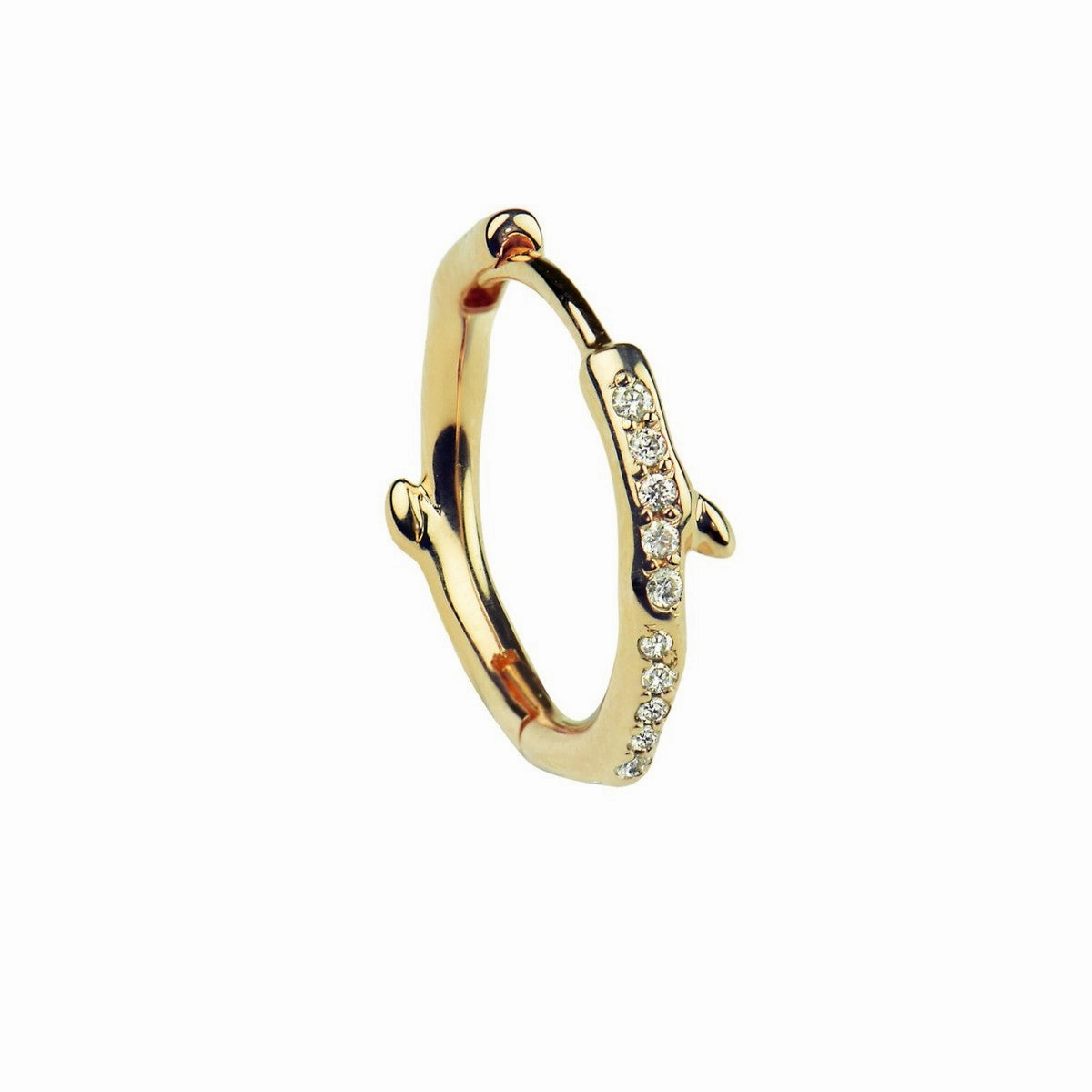 Shaun Leane Single Yellow Gold Vermeil 0.06ct Diamond Cherry Blossom Hoop Earring