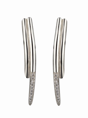 Shaun Leane Sterling Silver 0.10ct Diamond Feather Wrap Earrings