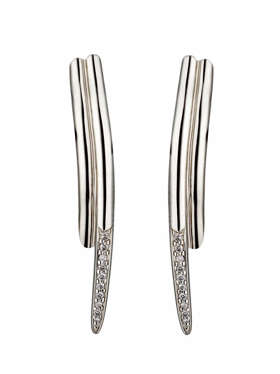 Shaun Leane Sterling Silver 0.10ct Diamond Feather Wrap Earrings