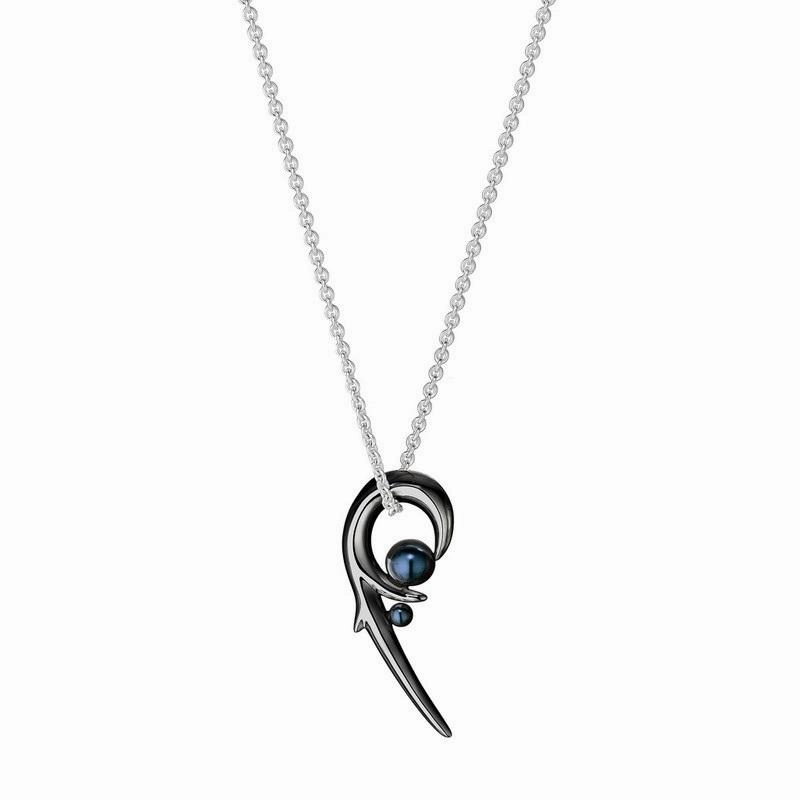 Shaun Leane Sterling Silver Black Rhodium Hooked Pearl Pendant