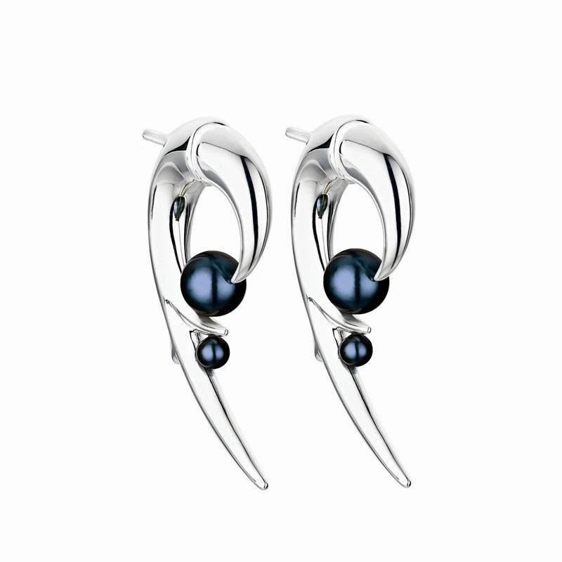 Shaun Leane Sterling Silver Hooked Pearl Earrings