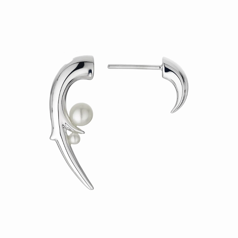 Shaun Leane Sterling Silver White Pearl Hooked Pearl Earrings