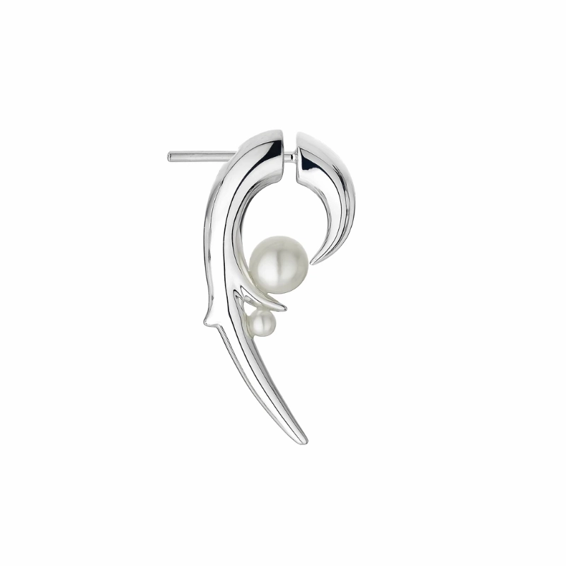 Shaun Leane Sterling Silver White Pearl Hooked Pearl Earrings