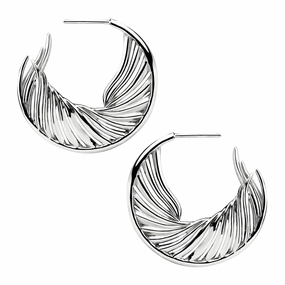 Shaun Leane White Feather Sterling Silver Hoop Earrings D