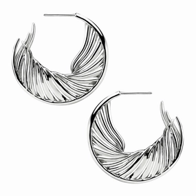 Shaun Leane White Feather Sterling Silver Hoop Earrings D