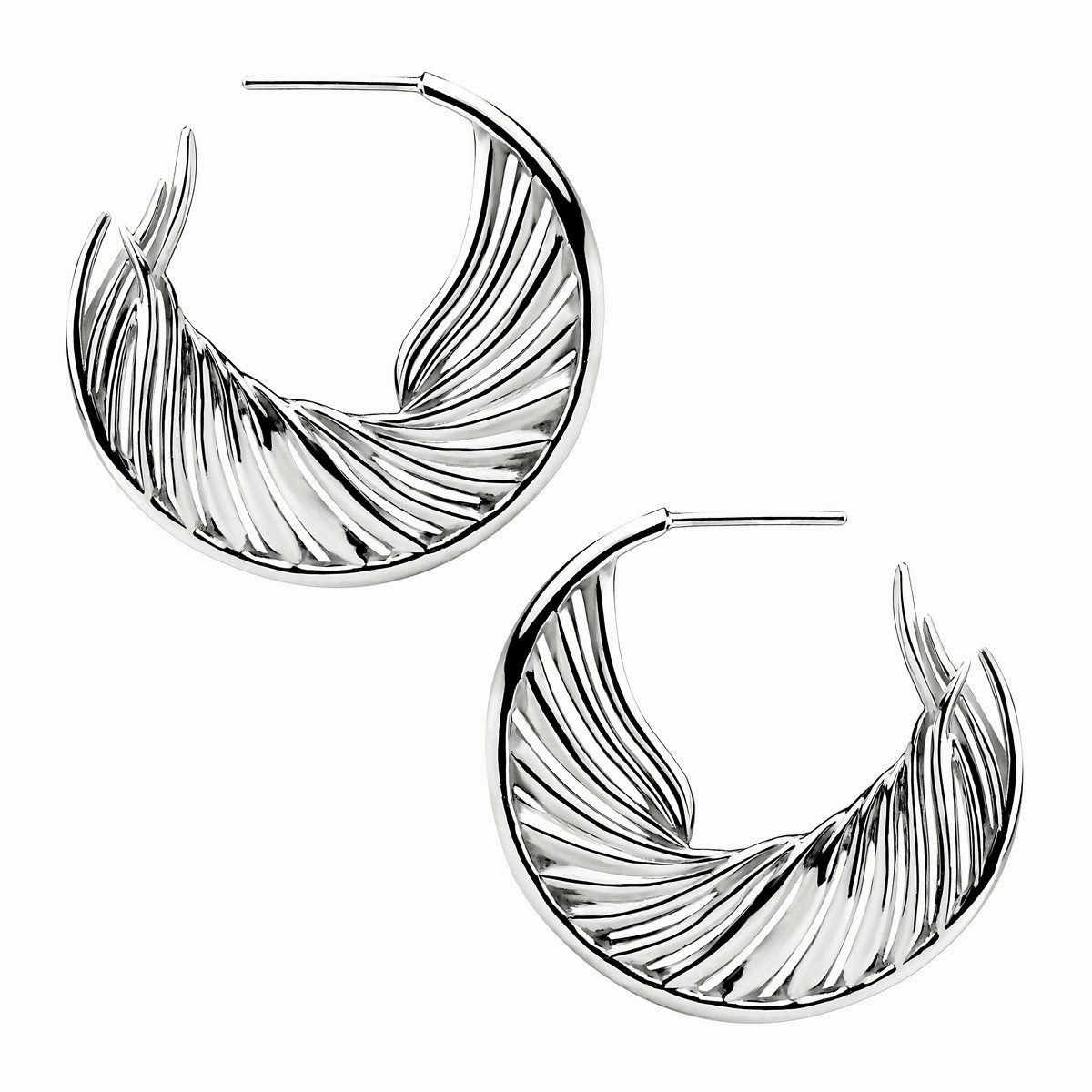 Shaun Leane White Feather Sterling Silver Hoop Earrings D