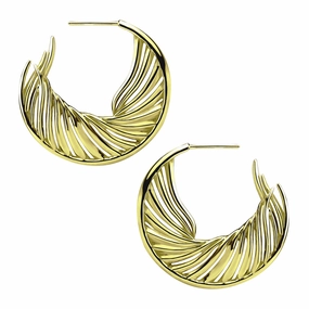 Shaun Leane White Feather Yellow Gold Vermeil Hoop Earrings