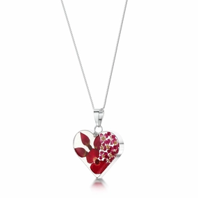 Shrieking Violet Bohemia Sterling Silver Mixed Flower Medium Heart Necklace