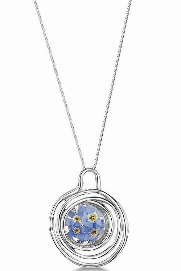 Shrieking Violet Necklace Forget Me Not Spiral Small Silver