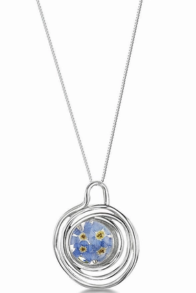 Shrieking Violet Necklace Forget Me Not Spiral Small Silver