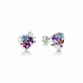 Shrieking Violet Purple Haze Sterling Silver Heart Stud Earrings