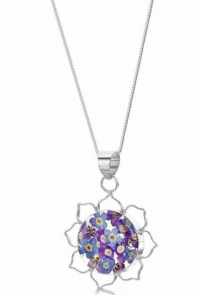 Shrieking Violet Purple Haze Sterling Silver Lotus Flower Necklace