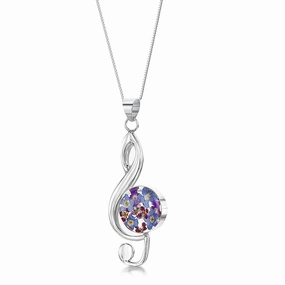 Shrieking Violet Purple Haze Sterling Silver Treble Clef Necklace
