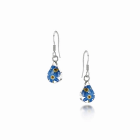 Shrieking Violet Sterling Silver Forget Me Not Teardrop Drop Earrings