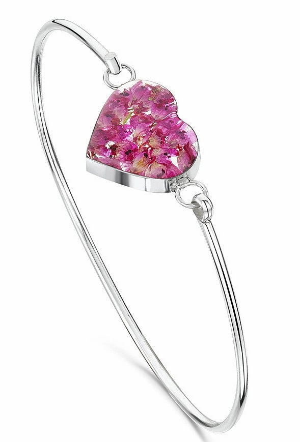 Shrieking Violet Sterling Silver Heather Heart Bangle