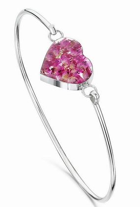Shrieking Violet Sterling Silver Heather Heart Bangle