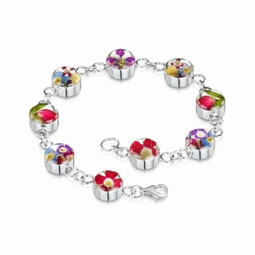 Shrieking Violet Sterling Silver Mixed Flower Round Bracelet