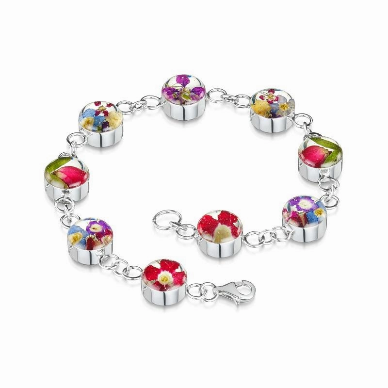 Shrieking Violet Sterling Silver Mixed Flower Round Bracelet