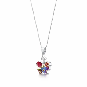 Shrieking Violet Sterling Silver Mixed Flower Small Butterfly Necklace