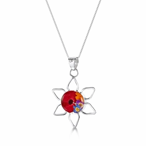 Shrieking Violet Sterling Silver Mixed Flower Sun Necklace