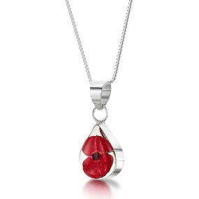 Shrieking Violet Sterling Silver Poppy Small Oval Necklace
